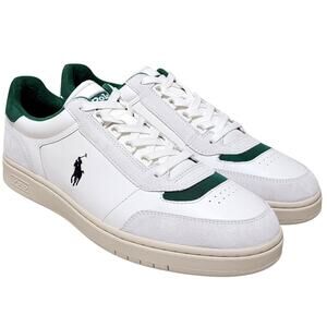 Polo Ralph Lauren Men Polo Court Sport Sneaker Size US 13D White Green Leather